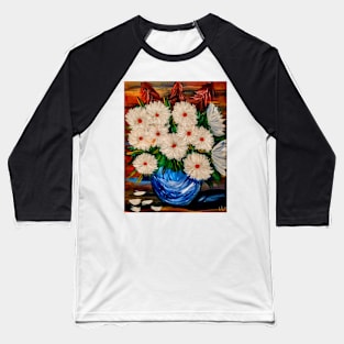 beautiful large carnation flowers in a blue bowl vase Baseball T-Shirt